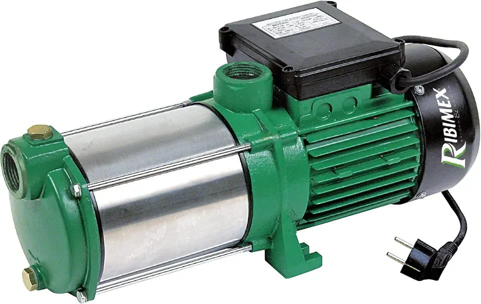 Ribimex Selbstansaugende mehrstufige Gartenpumpe 1450 W, Fördermenge 5400 L/h, Förderhöhe 55 m, Saughöhe bis 7 m, Edelstahlgehäuse – Ideal für Bewässerung und Druckerhöhung – PRMCA5