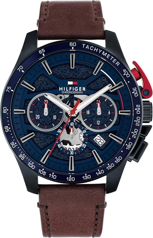 Tommy Hilfiger Men’s Quartz Chronograph Watch, Sport-Inspired Analog Timepiece with Chronograph Function