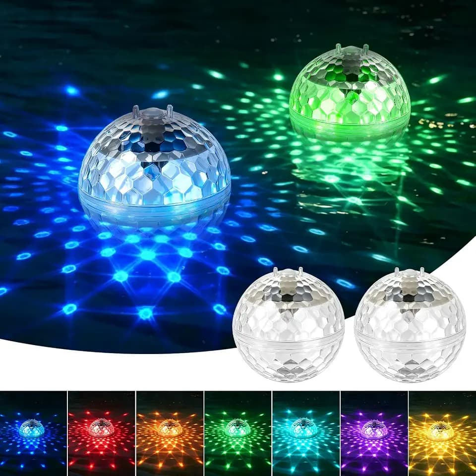 Solar Schwimmende Poolbeleuchtung, 2 Stück poolbeleuchtung Solars, solar schwimmende Pool Licht mit 7 RGB Farbwechsel, LED Pool Lichter Schwimmend für Schwimmbad,Pool,Teich,Brunnen,Wasserparks