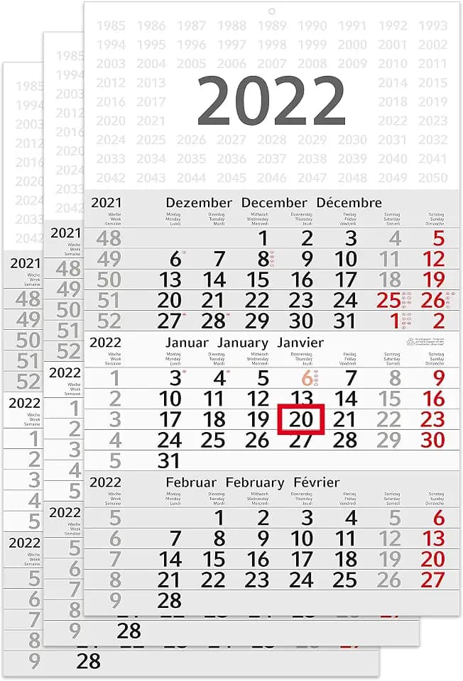 Geiger-Office 3-Monatskalender 2022 Budget 3-30 x 49 cm - übersichtliches Kalendarium mit allen Funktionen - 3 Monate auf einem Blatt/Business-Kalender - Made in Germany