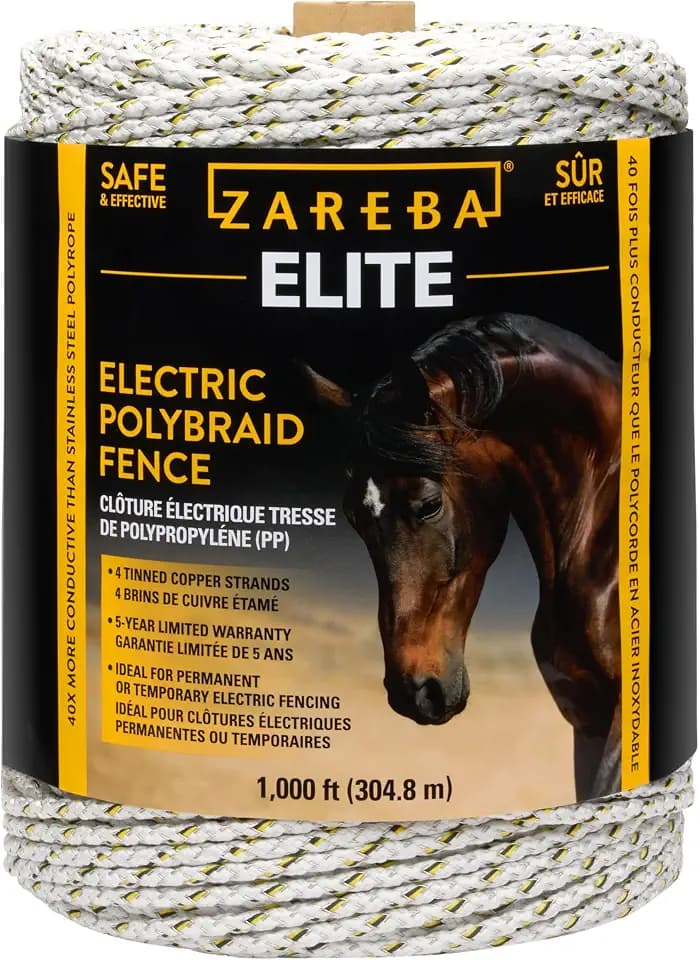 Zareba Elite Electric Polybraid Horse Fence, 1000 ft Roll
