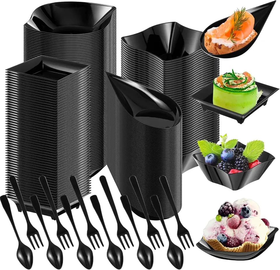 800 Pcs Mini Appetizer Plates Disposable, Classic Style, Black