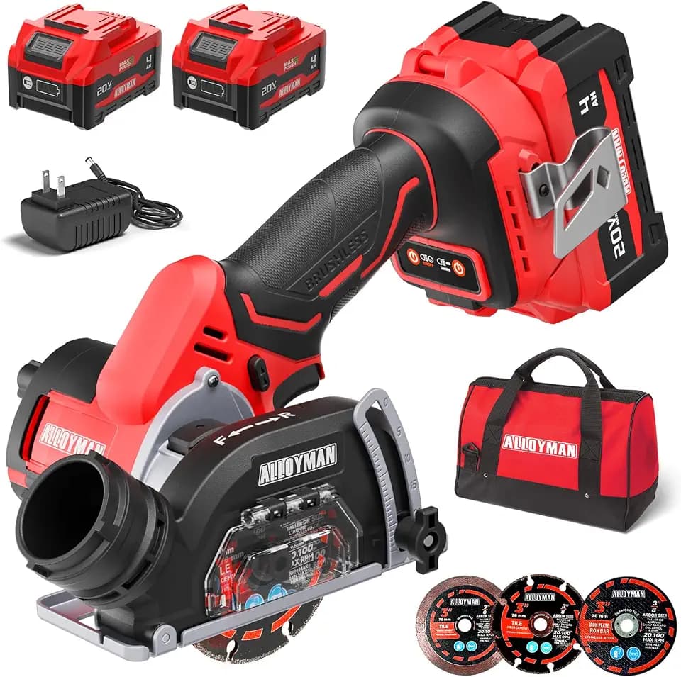 ALLOYMAN Mini Circular Saw 20V, 3-Inch Brushless, 2x4.0Ah Batteries