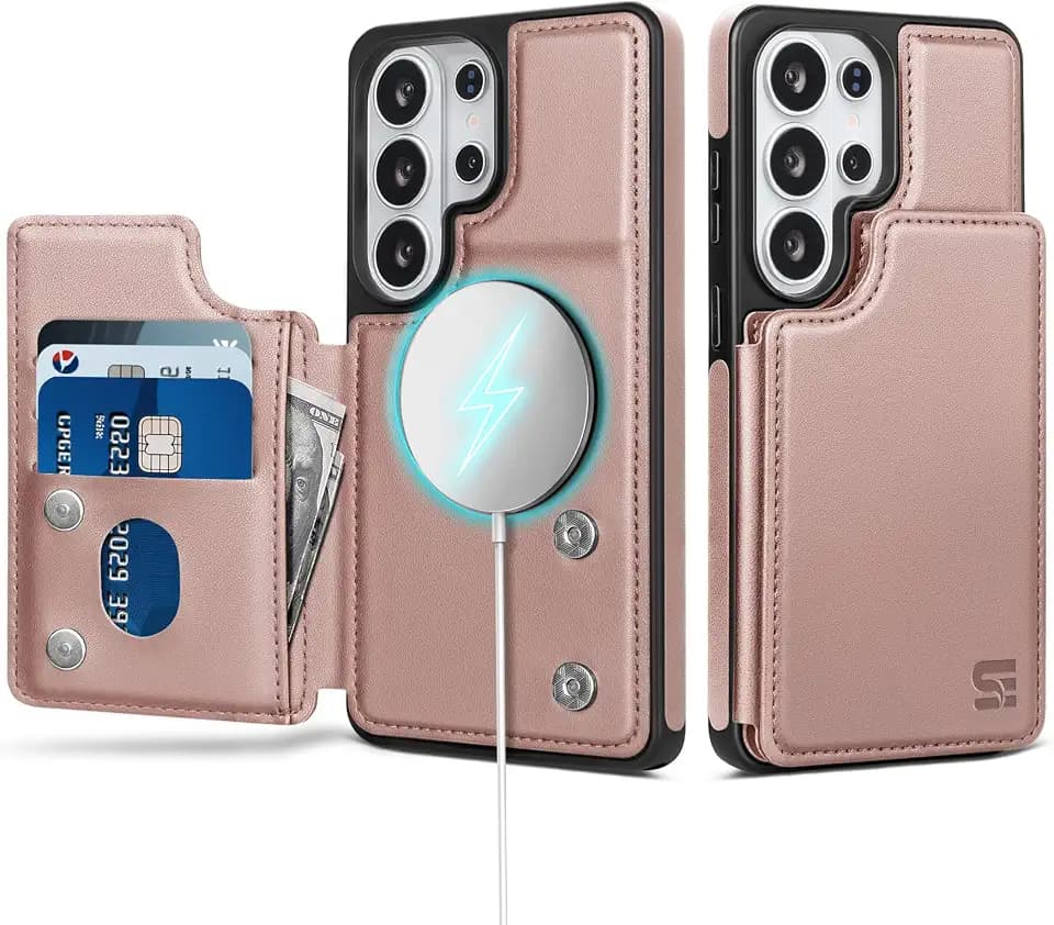 SkyEagle for MagSafe Samsung Galaxy S26 Ultra Wallet Case,Rose Gold