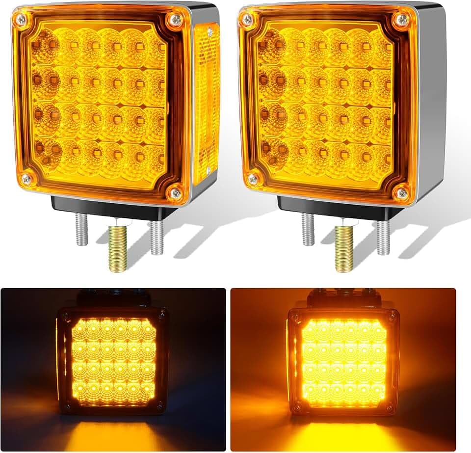 NeaLia HL006 Square Amber Pedestal Fender Light, Double Face 60 LED