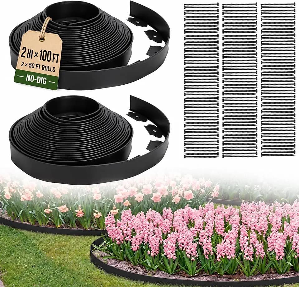 No-Dig Landscape Edging, 2 in x 100 ft, 150 Nylon Spikes, 2 Rolls