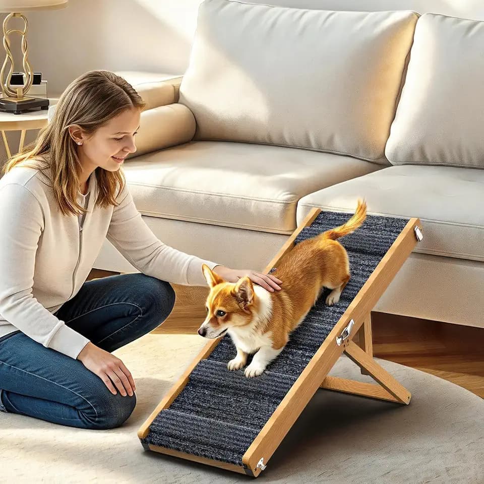 Pawaboo Dog Ramp for Couch Foldable, 5 Ajustable Height from 9.8" to 20.5"