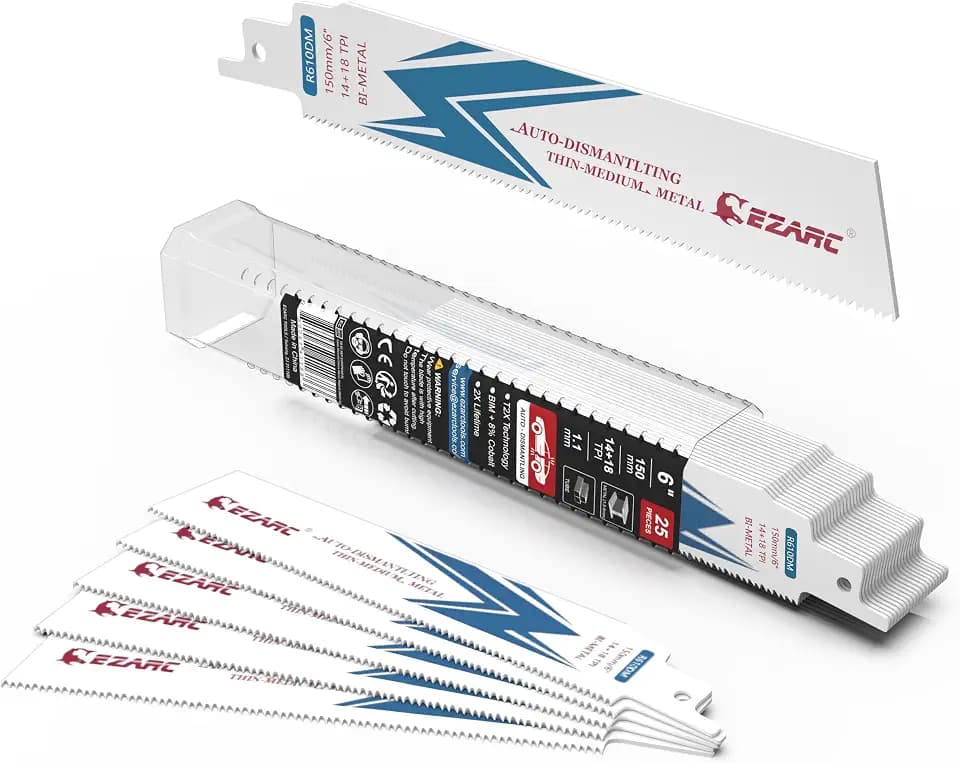 EZARC Bi-Metal Reciprocating Saw Blades, 6-Inch 14+18TPI, Steel, 25-Pack