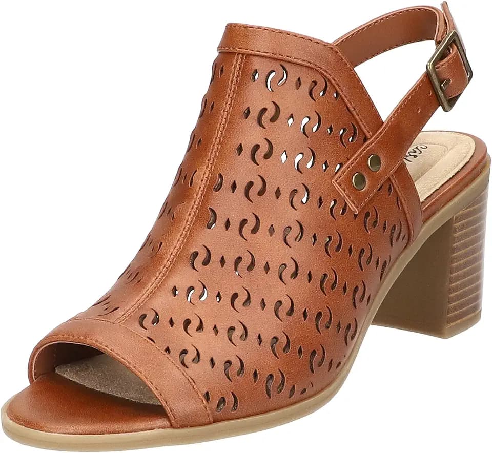 Easy Street Women Chellie Block Heeled Sandals, Tan, 8.5 Medium
