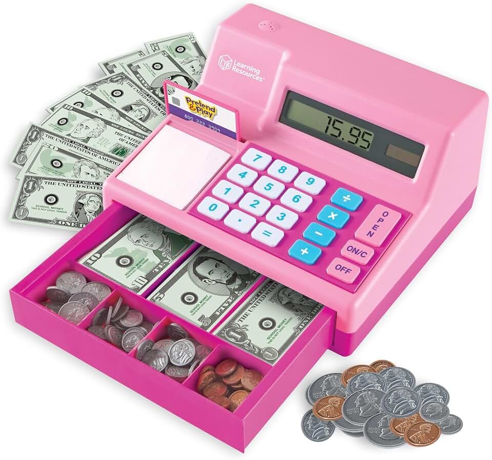 Learning Resources Pretend & Play Calculator Register Toy, Pink