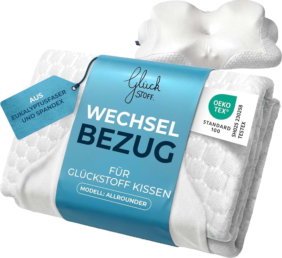 Glückstoff® Kissenbezug für ergonomisches Kissen [Kühl- und Wärmewirkung] aus Eukalyptusfaser (Lyocell) und Spandex | Ersatzbezug | Weiß | Version: Allrounder