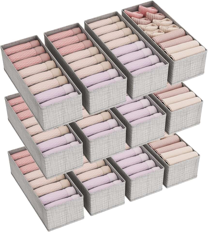 Lifewit 12 Pack Hemnes Organizer mit Stützplatte für Kommode Wickelkommode | Wickeltisch Kleiderschrank Organizer, Schubladen Ordnungssystem für Wickelbedarf Kinderkleidung Tshirts Unterwäsche Socken