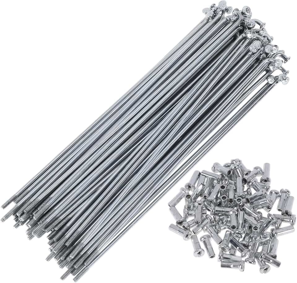 72 Set 14G Bicycle Spokes 128mm Bike Wheel Spokes Carbon Steel Galvanized Silver Tone