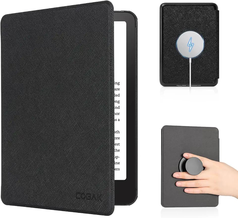 CoBak Magnetic Case for All New 6 Inch E-Reader 2024 and 2022 (11 Generation) -Compatible with PopSockets/UGREEN/Anker Magnetic Grip and Stand, Auto Sleep and Wake, Premium Protective Case, Black