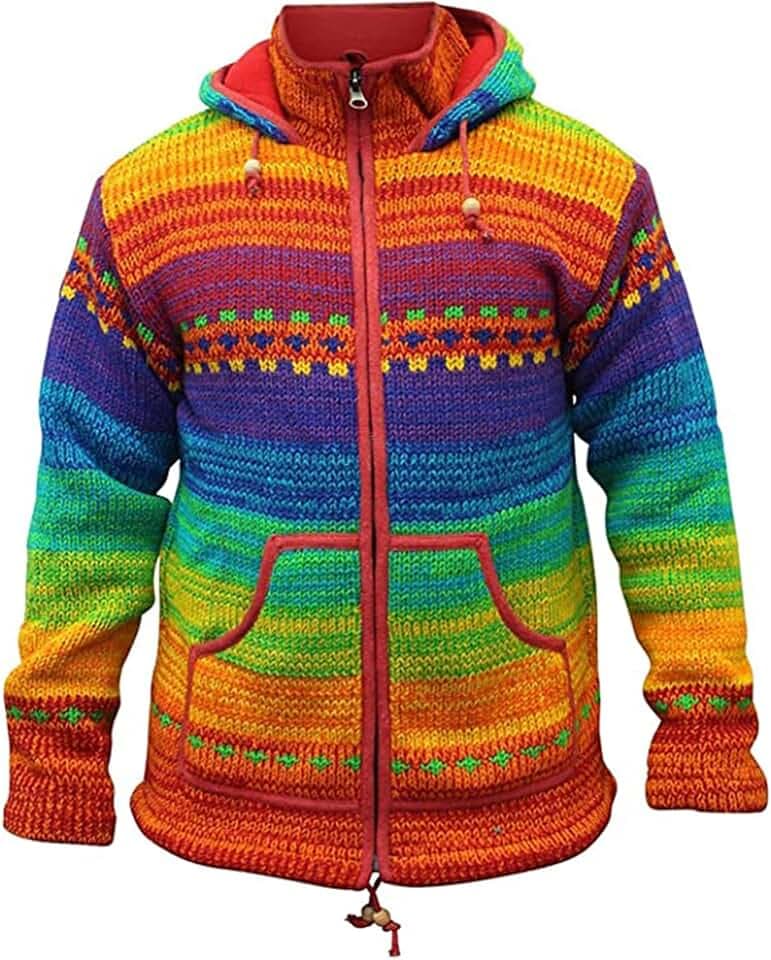 Shopoholic Fashion Herren Abnehmbarer Kapuzenpulli Hippie Jacke