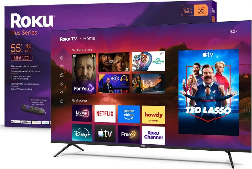 Roku 55-Inch Plus Series Smart TV - 4K QLED Mini-LED TV - RokuTV