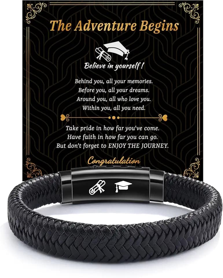 YELUWA Leather Bracelet for Son Men Gifts for Son/Man/Dad/Brother