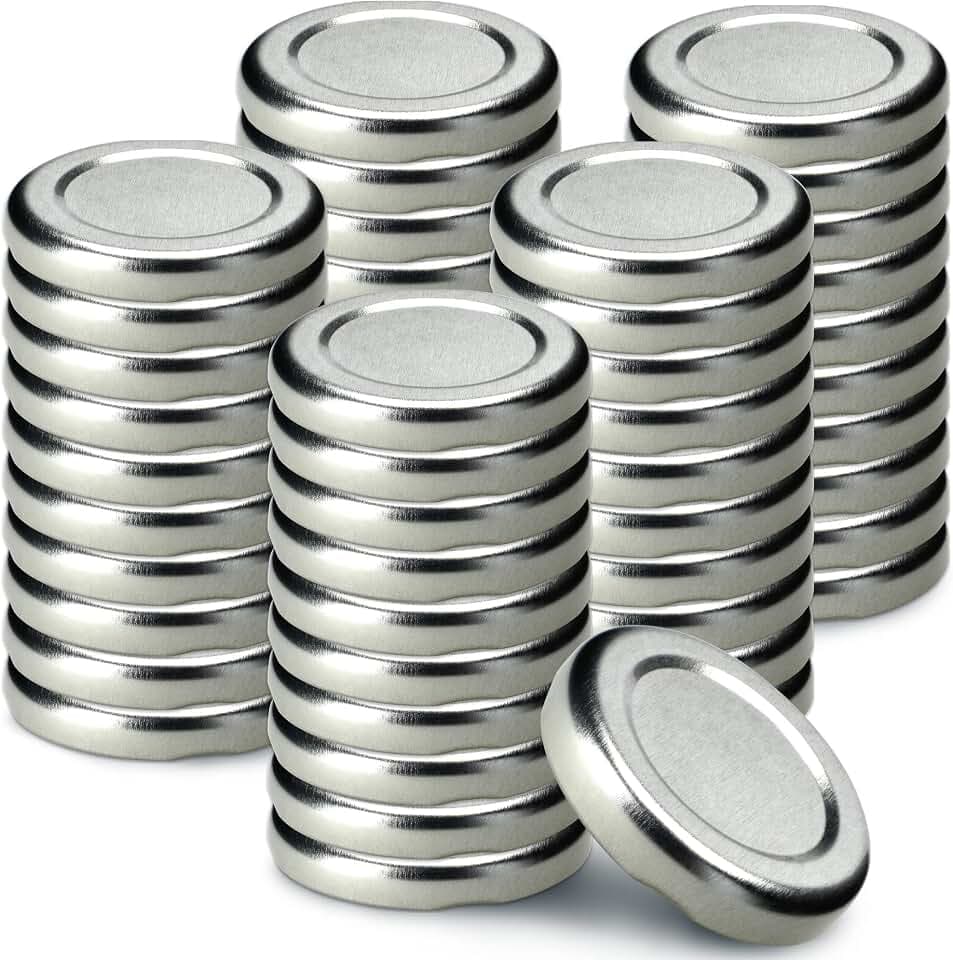 KADAX 50er Set Schraubdeckel TO43 für Gläser 43mm Silber – Twist-Off Ersatzdeckel für 40ml Mini Gläser & Probiergläser, Luftdicht & Spülmaschinenfest