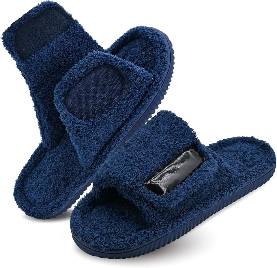 Panda Bros Adjustable House Slippers for Men, Open Toe Slides Slippers