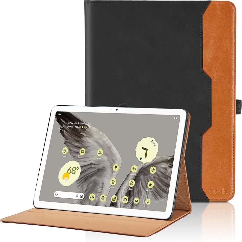 Case for All New Google Pixel Tablet 2023 11 Inch - PU Leather Business Folio Case with Hand Strap and Pocket, Multi-Angle Viewing Stand Cover, Black