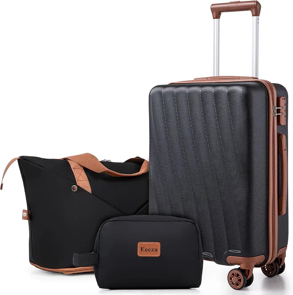 Eeeza Carry on Luggage Sets, Black (20"/DB/TB)