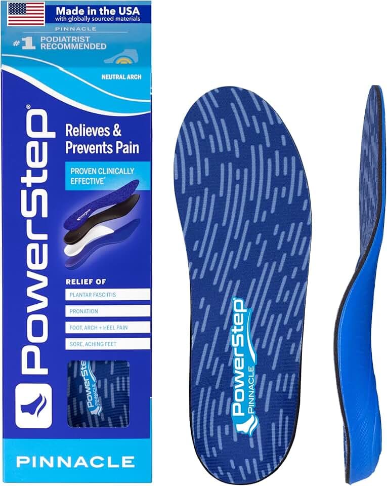 PowerStep Pinnacle Insoles, Plantar Fasciitis Relief (M 16+)
