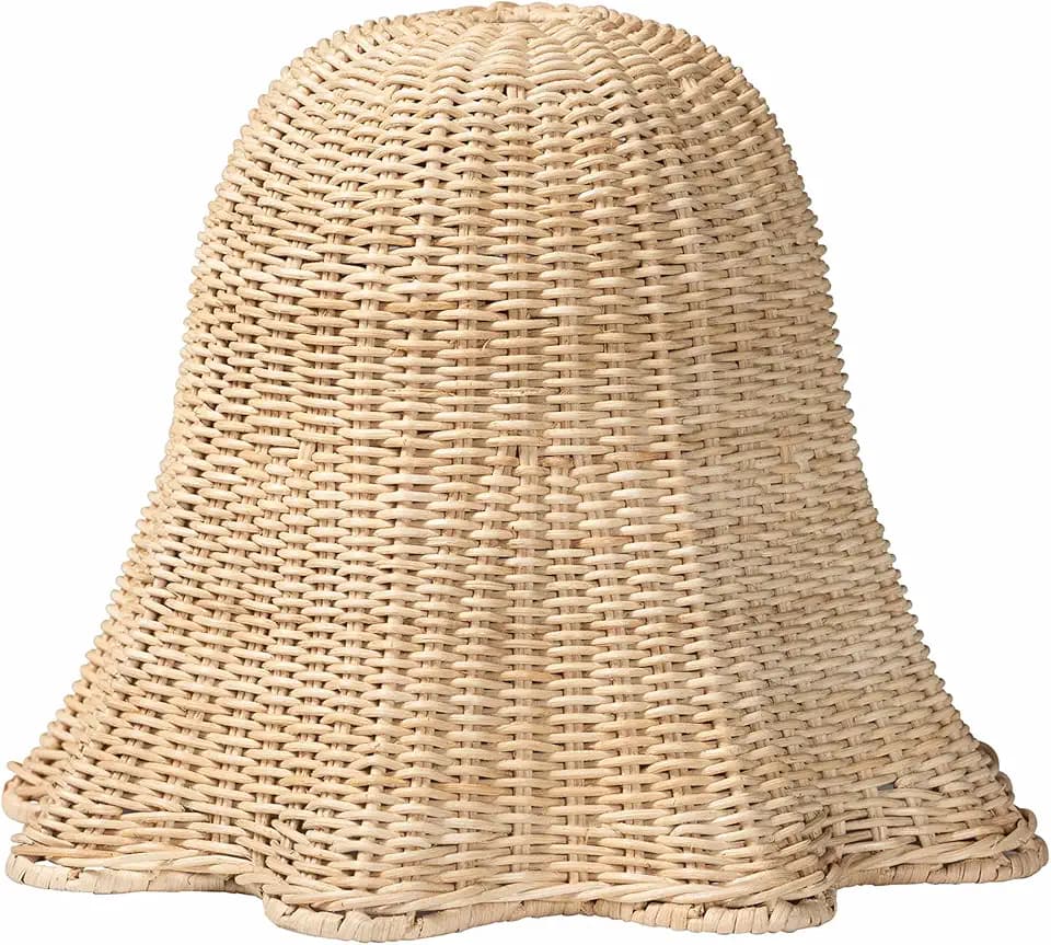 Bali & pari Semira Bohemian Natural Scalloped Rattan Pendant Lampshade