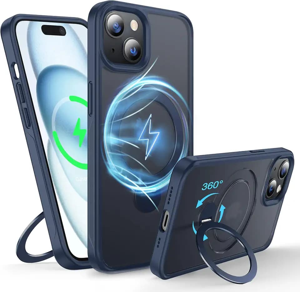 360° drehbarer Magnetring für iPhone 15 Hülle Kompatibel mit MagSafe, Blau