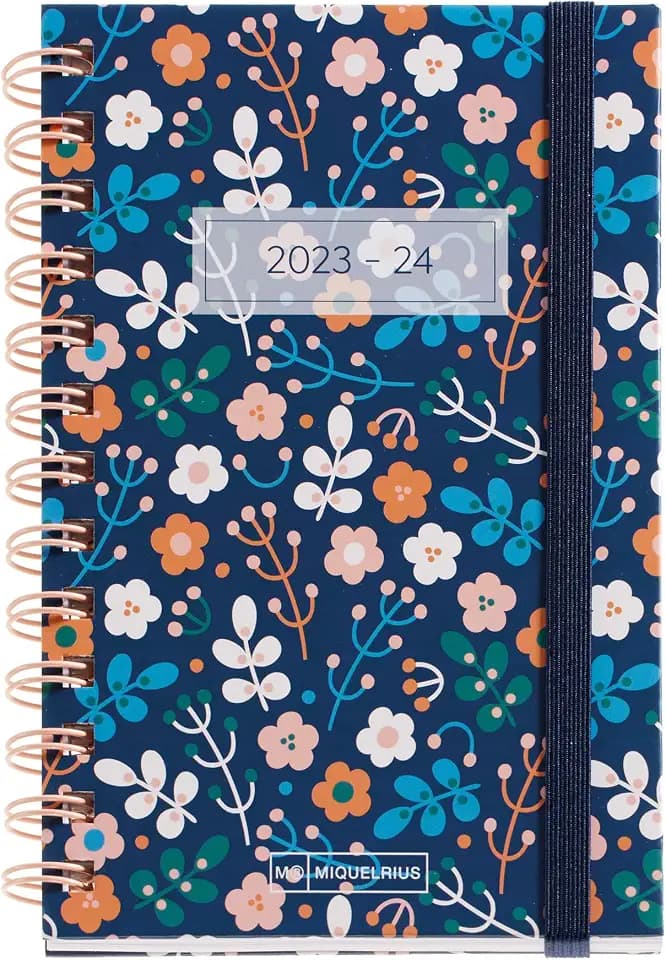 Miquelrius - Schulplaner 23-24, September 2023 bis August 2024, 12 Monate, Größe 11,7 x 17,4 cm, Tag Seite, Blossom, Spanisch-Englisch