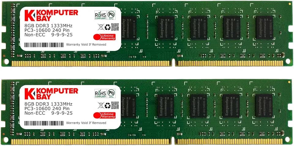 Komputerbay 16GB (2X8GB) 1333MHz DDR3 DIMM 240-Pin PC3-10600 PC3-10666 RAM Desktop-Speicher Dual Channel KIT 9-9-9-25
