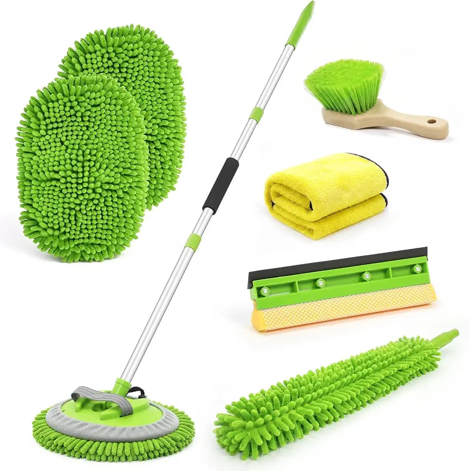 Ordenado 62" Car Wash Brush with Long Handle, 6Pcs Car Wash Kit Exterior