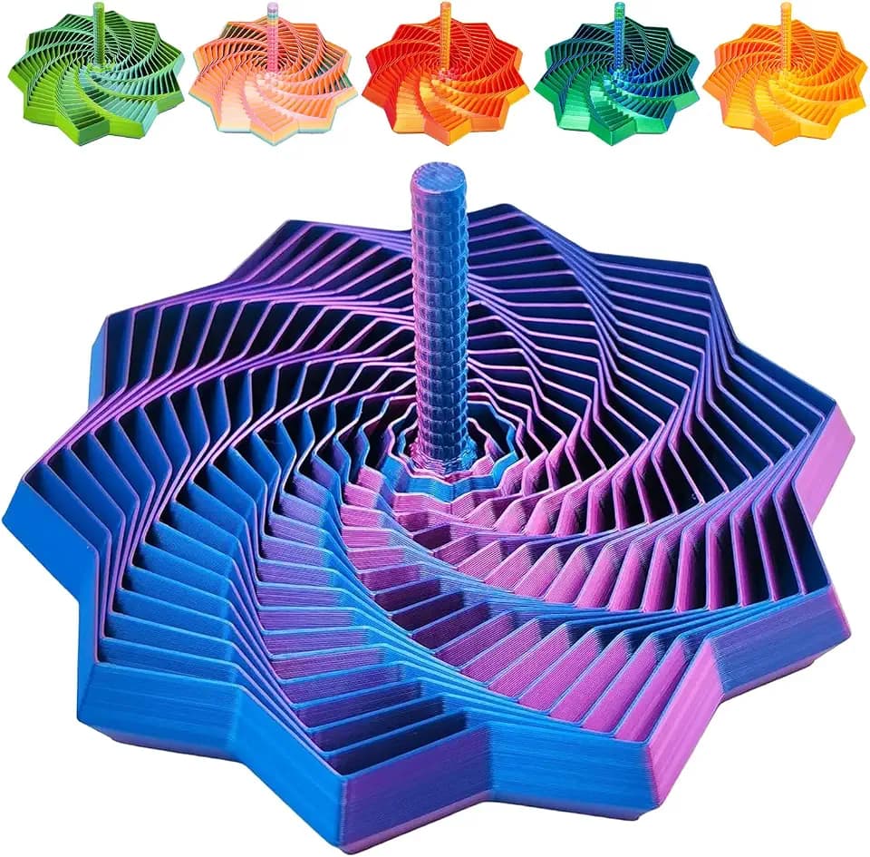 3D Printed Expanded Sensory Fidget Star, Transformable Stress Relief Spiral Toy with Detachable Handle, Sensory Toys for ADHD, Focus & Anxiety Relief, Office Desk Decompression Gift for Adults & Teens
