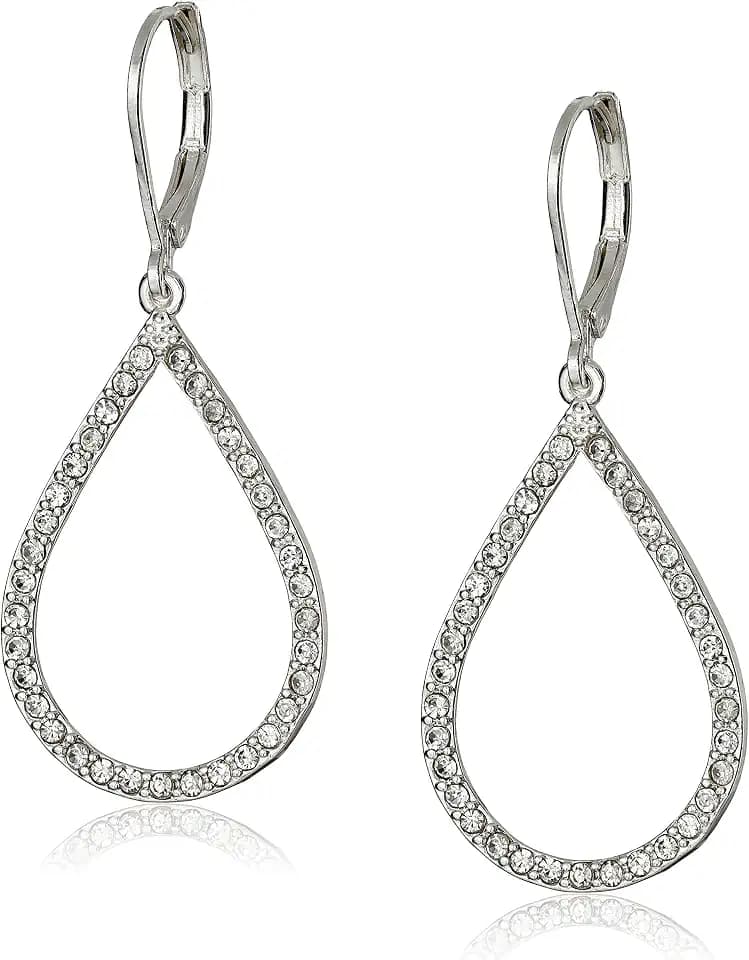 Anne Klein Women's Pierced Earrings Pave Tubular Hoop