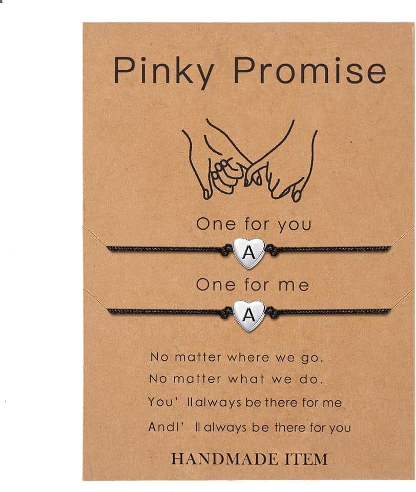 SANNYRA Pinky Promise Bracelets for Couples, Matching Initial Relationship Bracelets, 26 Letter Friendship Bracelets for Him and Her