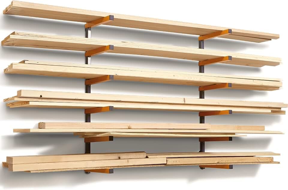 BORA Wood Rack, 6-Level Wall Mount Lumber Storage Rack for Wood Storage