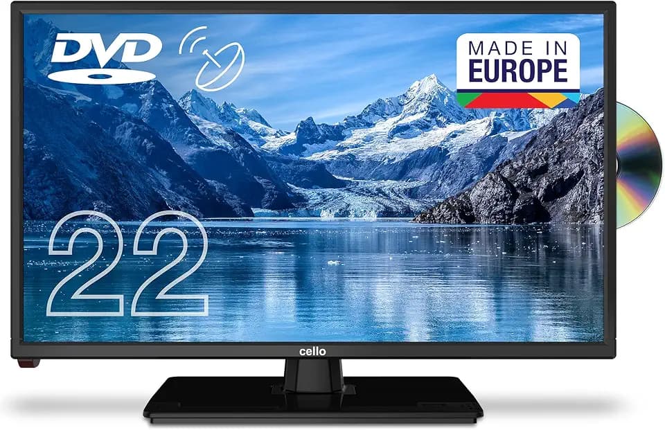Cello C2220FSDE 22" (54,6 cm Diagonale) Full HD LED TV mit eingebautem DVD Player und DVBT2 S2 Triple Tuner, Schwarz