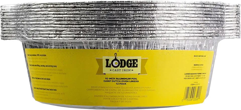 Lodge 10 Inch Aluminum Foil Dutch Oven Liner, 12 Pack