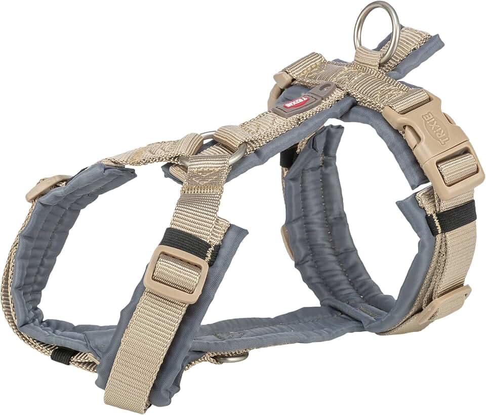 TRIXIE Premium Trekking Geschirr, XL: 80–97 cm/25 mm, Sand/Grafit