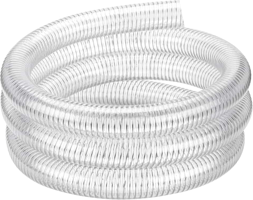 Wire Reinforced Hose 1-1/2"id x5ft Clear Suction Line Plastic Vinyl Tubing