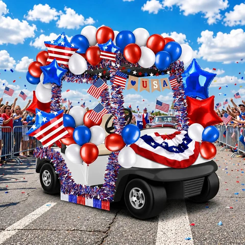 Lunmon 39-41 Pcs Patriotic Golf Cart Decorations Kit for Veterans Day