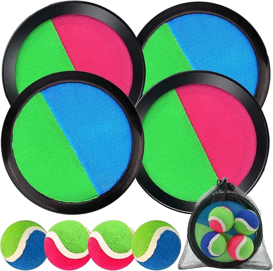 Klettballspiel Klettball Set mit Fangscheiben Bälle, Klettballspiel für Kinder, Ballspiele Klettspiel für Draußen, Kinder ab 3 4 5 6 Jahre-Wurf spieleund Fangspiel Strandspiele Kinder für Garten,Party