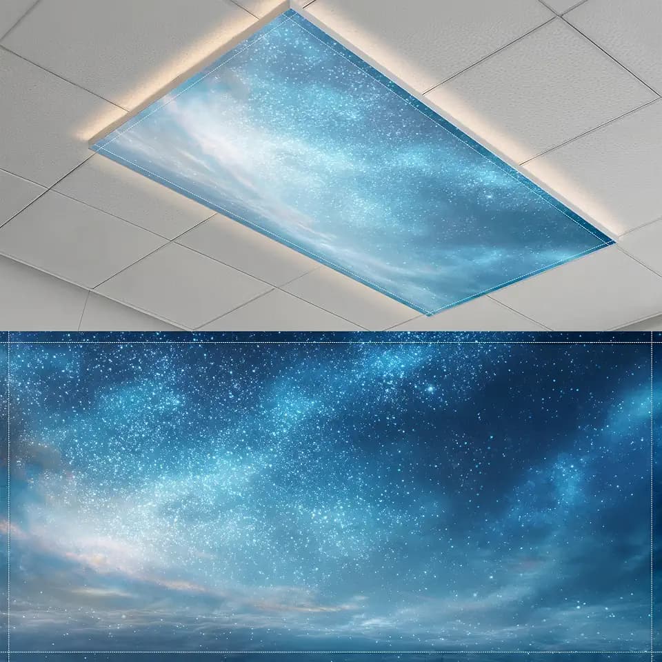 2 Pack Fluorescent Light Covers- 4 x 2 Feet Magnetic Ceiling Light Cover Room Supplies (Blue Sky)