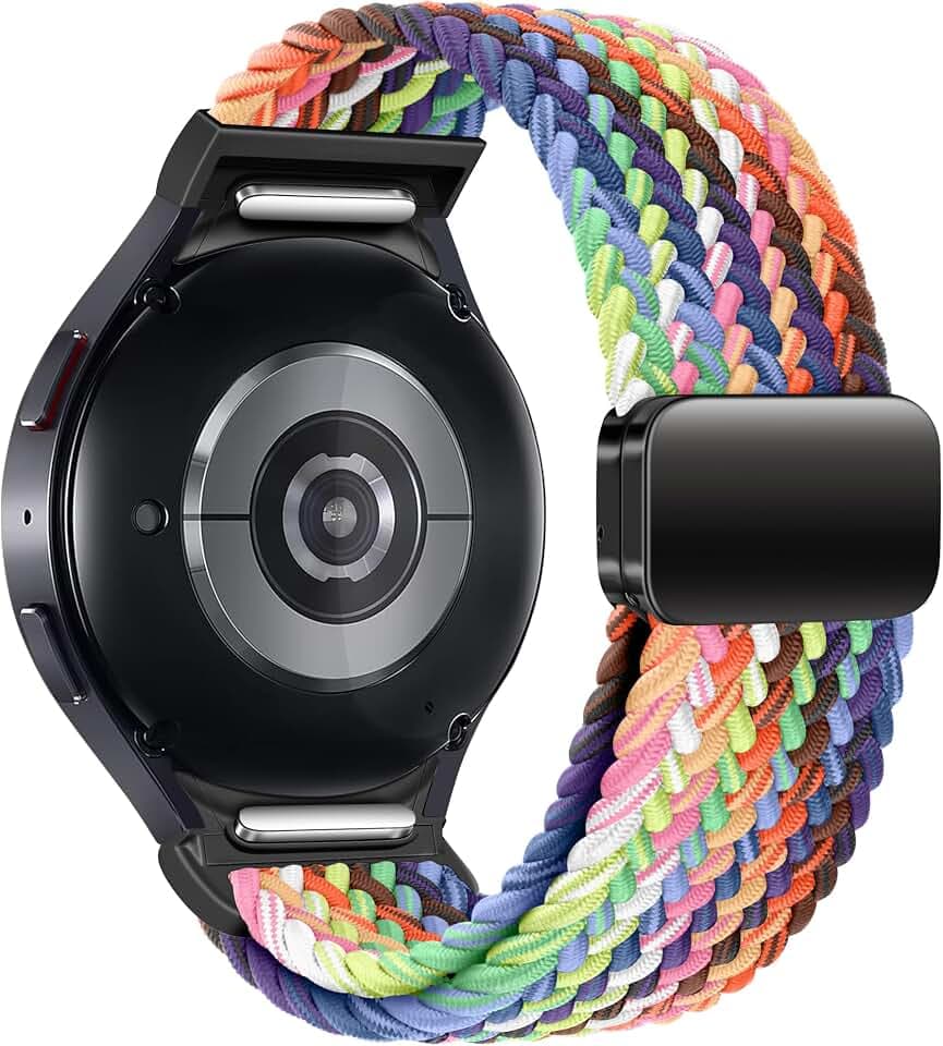 One Click Sport Loop Band Compatible with Samsung Galaxy Watch 7 6 5 4 FE 5 Pro Band 40mm 44mm 45mm；Braided Nylon Strap for Galaxy Watch 6 4 Classic 47mm 43mm 42mm 46mm for Men Women