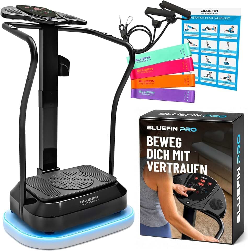 Bluefin Fitness Vibration Plate | Pro Model | Upgraded Design with Silent Motors | Comes with Built in Speakers
