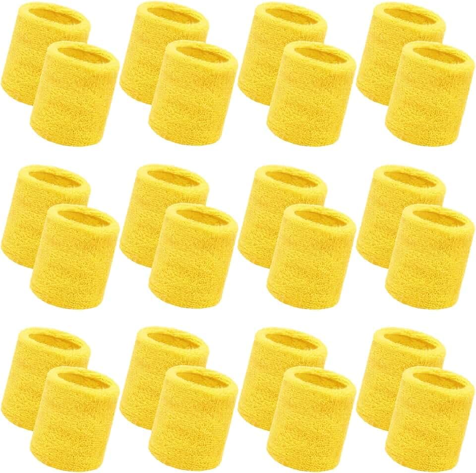 Bememo 24 Pcs Wrist Sweatbands Bulk Athletic Wristband for Men