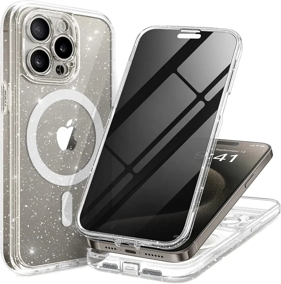 TIESZEN for iPhone 15 Pro Case, Compatible with MagSafe, Bling Clear