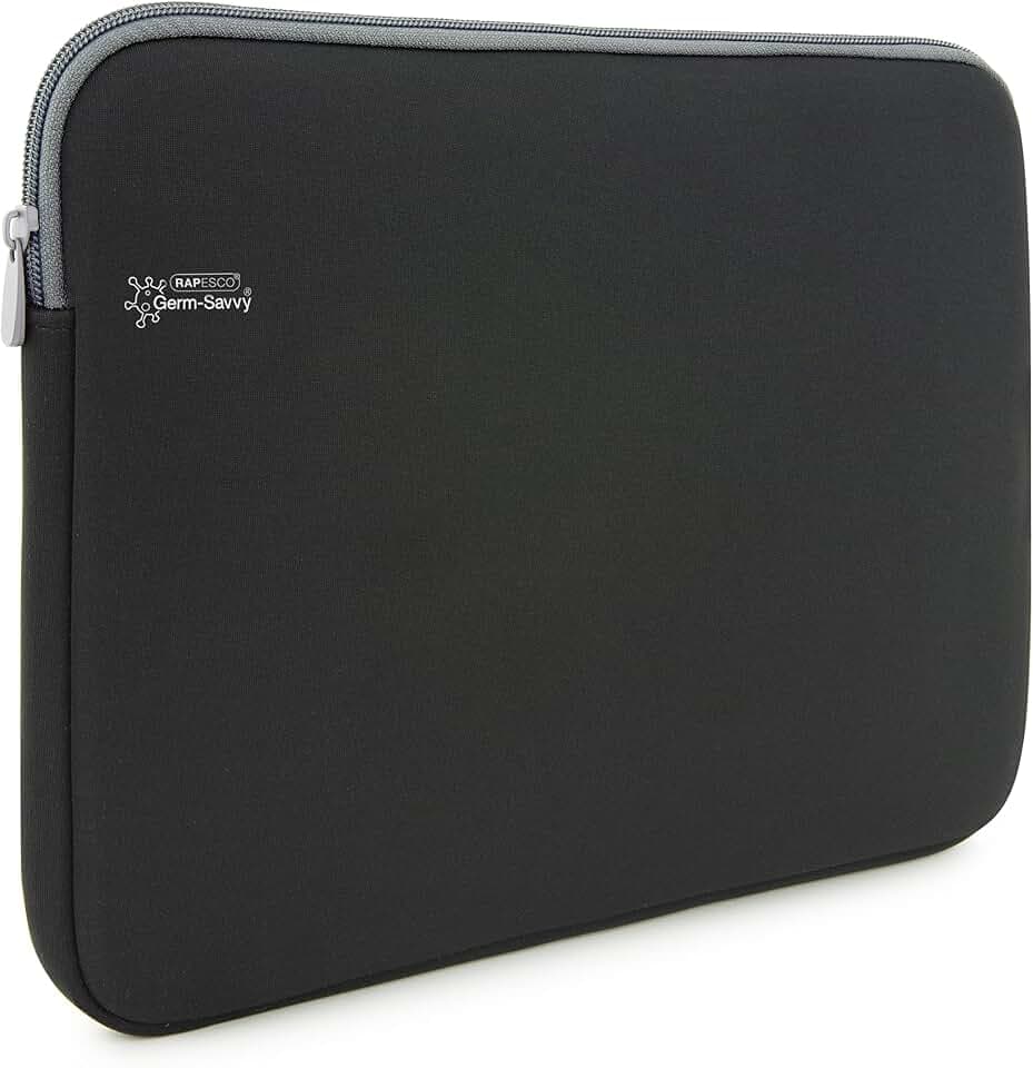 Rapesco 1694 Germ-Savvy Antibakteriell, 15,6“ Laptop Hülle, Schwarz | Antibakterieller Germ-Savvvy-Schutz