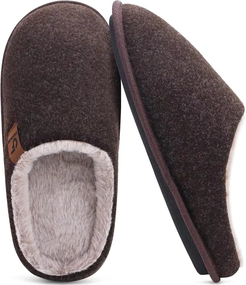 COFACE Mens Cozy Memory Foam Scuff Slippers Warm Slip On House Shoes