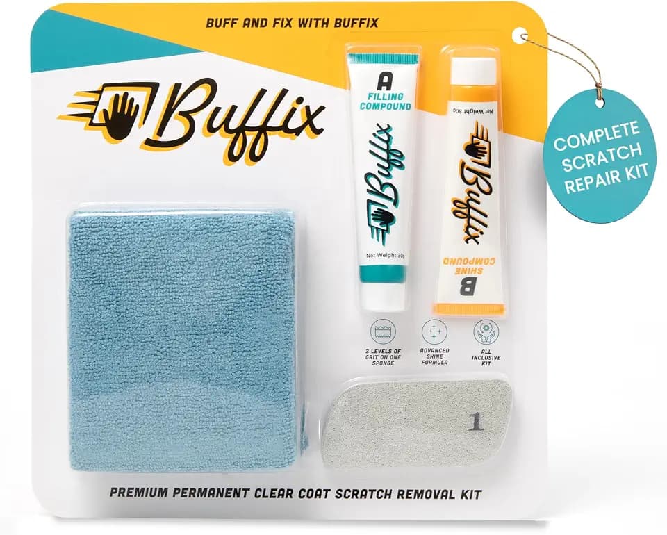 Car Scratch Remover Kit for Vehicles. Perfect for Car Clear Coat Repair, Wax Removal & Erase Scratches. Includes Buffing Pad, Filling/Polish Rubbing Compound, & Polishing Cloth