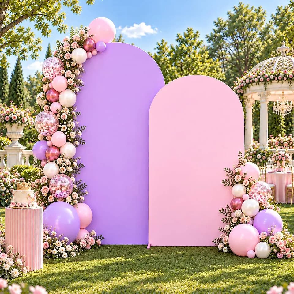 7.2ft 6ft Purple Pink Arch Backdrop Cover Set of 2 Two Tone Pastel Princess Arch Covers Wrinkle Free Stretchy Spandex Fitted Photo Chiara Arch Stand Covers for Mermaid Unicorn Party Wedding Decor